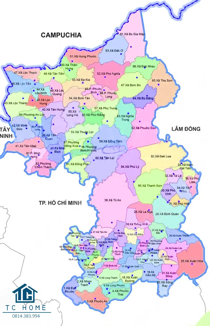 Bản đồ hành chính tỉnh Đồng Nai