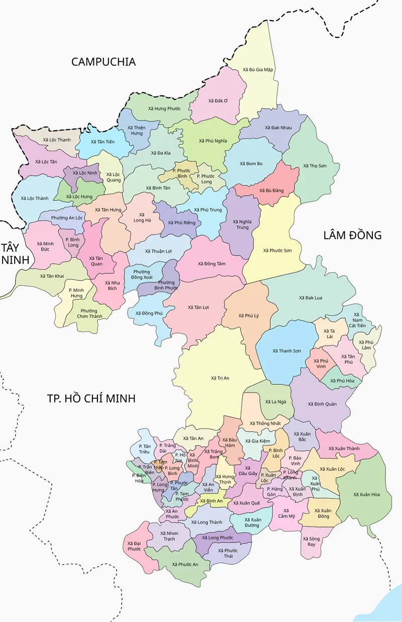 Bản đồ hành chính tỉnh Đồng Nai dự kiến sau tháng 7 năm 2025