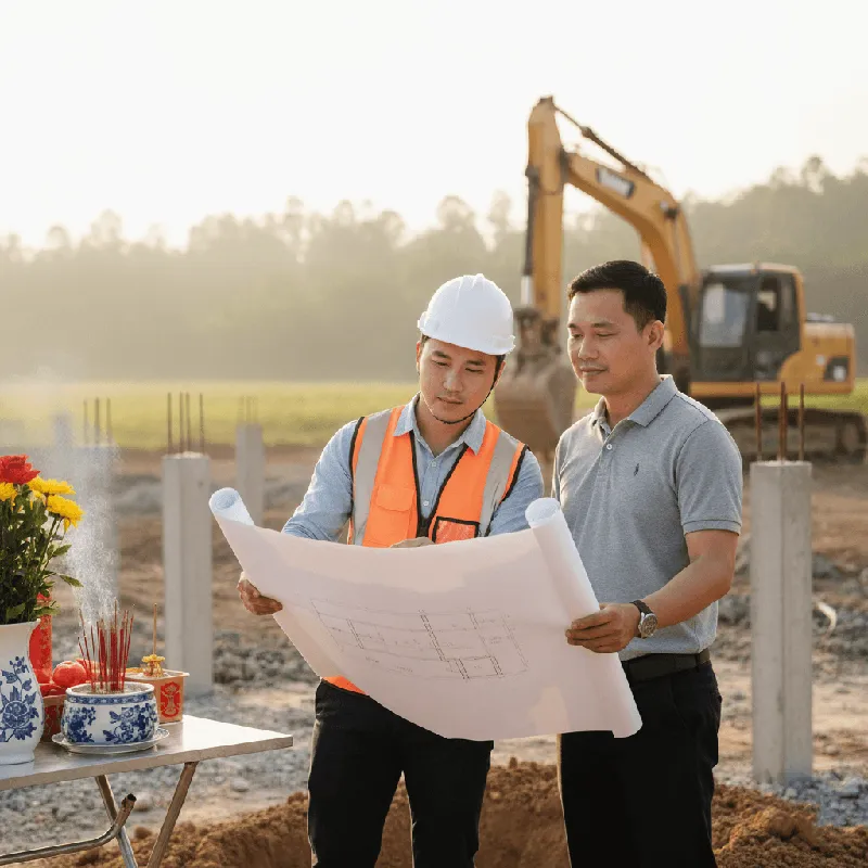 Kỹ sư TCHOME tư vấn bản vẽ và giám sát thi công công trình thực tế