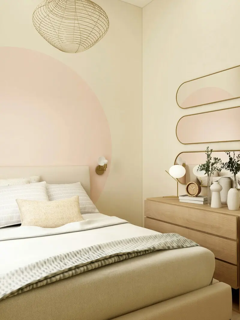Phòng ngủ phong cách Scandinavian với nội thất gỗ sáng màu và tông trắng chủ đạo