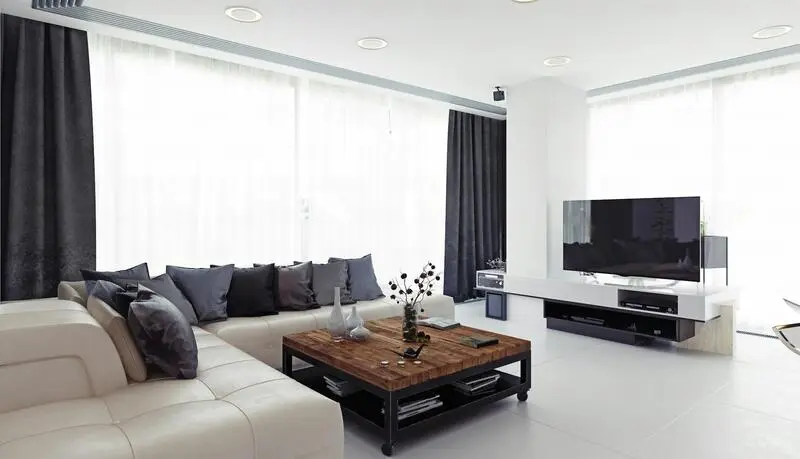 Nội thất phòng khách hiện đại với tông màu trung tính và đường nét tinh tế