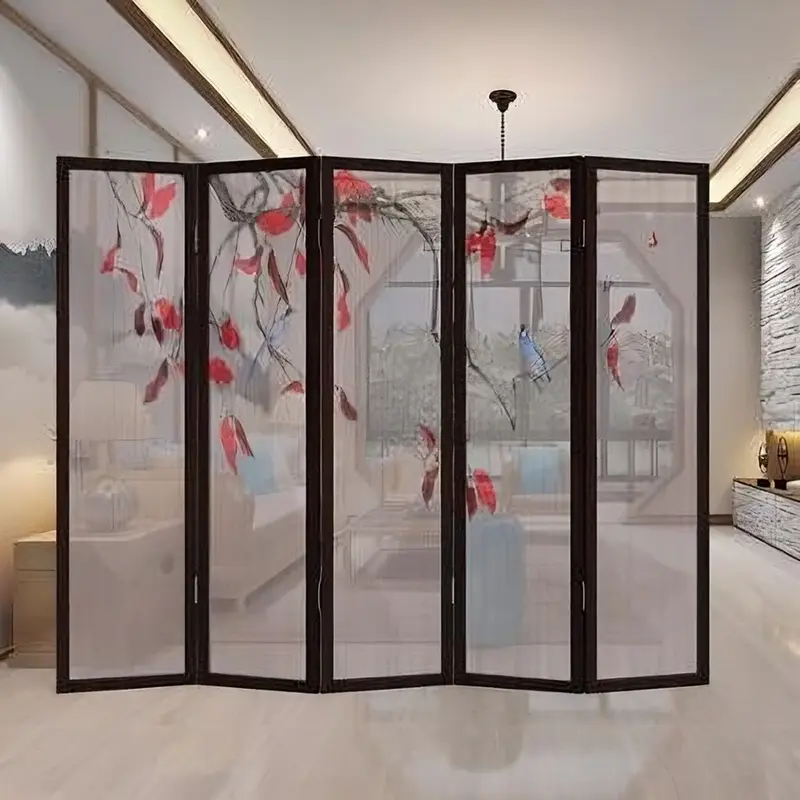 Vách ngăn di động bằng gỗ hoặc kim loại trong phòng khách, dễ dàng gấp gọn