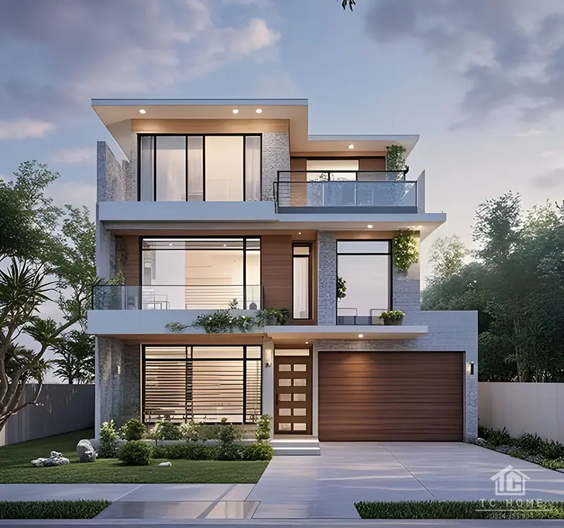 Biệt thự đơn lập với thiết kế hiện đại, không gian sống riêng tư và sang trọng.