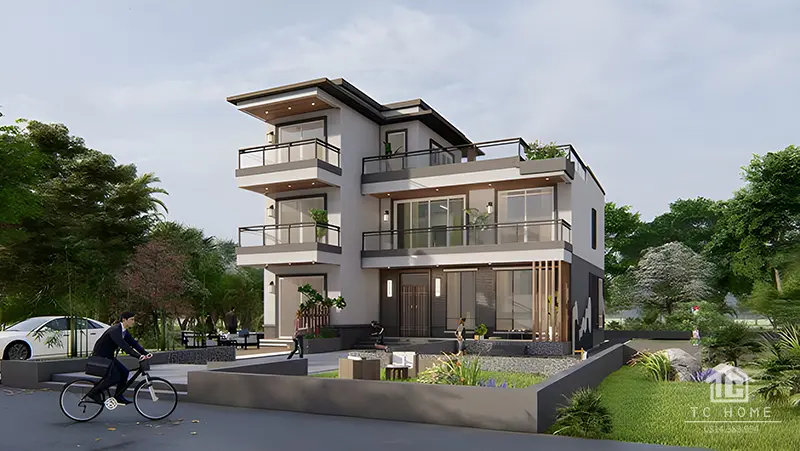 Biệt thự hiện đại rộng rãi với kiến trúc đẹp mắt, hài hòa cùng thiên nhiên xung quanh.