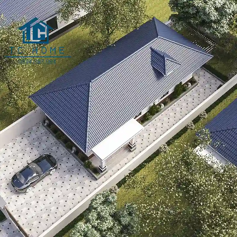 Mẫu nhà cấp 4 đẹp đơn giản hình chữ L