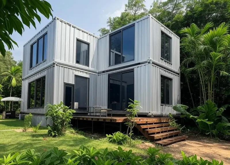 Mẫu nhà 2 tầng lắp ghép từ container